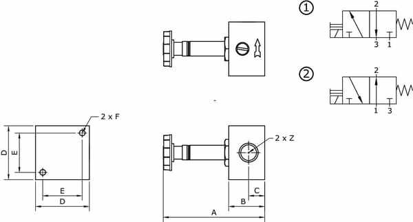 Pièces agricoles - Pièce pneumatique - Vanne magnétique 3/2 NO-1/8"
