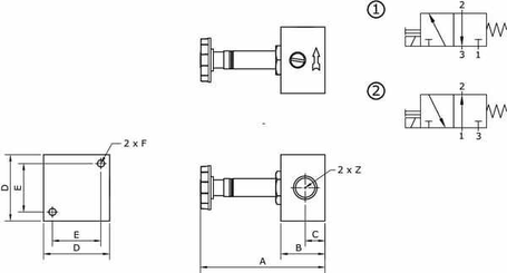 Pièces agricoles - Pièce pneumatique - Vanne magnétique 3/2 NO-1/8"