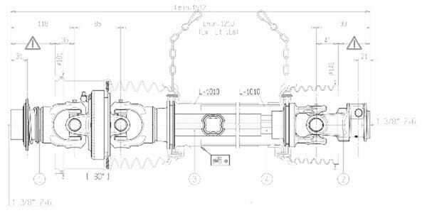 Pièces agricoles - Transmission - Arbre de transmission grand angle S2 L : 1210mm, Bondioli&Pavesi