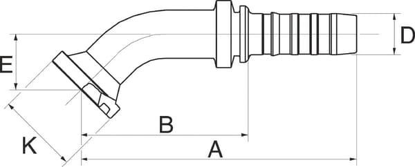 Pièces agricoles - Hydraulique - Racc. à sertir DN32+54 bride 45°