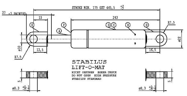 Pièces agricoles - Pièce divers - Vérin à gaz