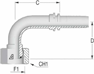 Pièces agricoles - Hydraulique - Raccord sertir DN08-3/8BSP 90°