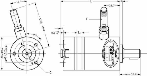 Pièces agricoles - Hydraulique - Moteur Orbit ,W. Ø16, Capteur
