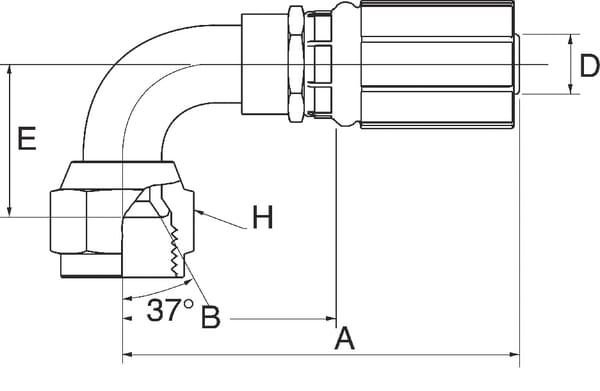 Pièces agricoles - Hydraulique - Racc. à sertir DN25-1"5/16 JIC 90°