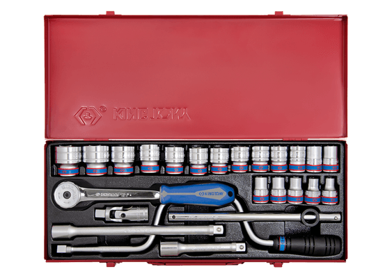 Outils - Outils divers - Coffret 1/2" 24 pièces douilles + accessoires 10 à 32mm