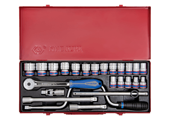 Outils - Outils divers - Coffret 1/2" 24 pièces douilles + accessoires 10 à 32mm