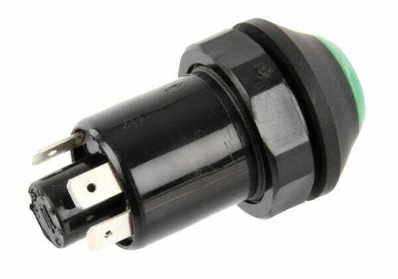 Pièces agricoles - Electricité - Interrupteur à poussoir, soulever et abaisser, rond, vert