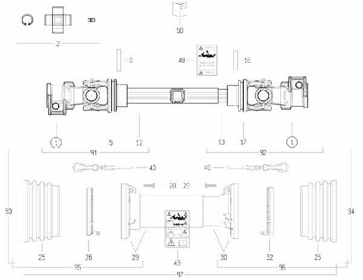Pièces agricoles - Transmission - Arbre de transmission S1 L : 860mm, Bondioli&Pavesi