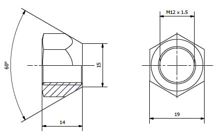 Pièces agricoles - Pièce divers - Écrou de roue conique M12X1,5