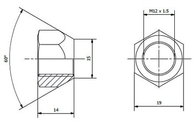 Pièces agricoles - Pièce divers - Écrou de roue conique M12X1,5