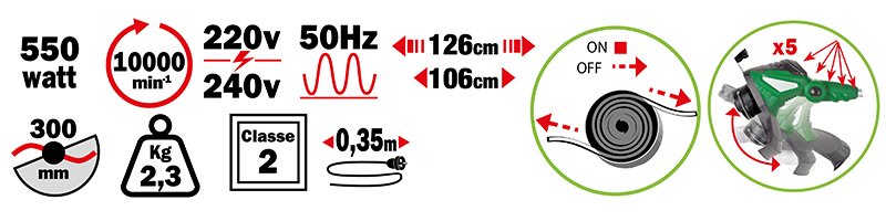 Materiels - Coupe bordures - COUPE BORDURE 550W DIAM COUPE 300MM FIL DIAM 1,6 AUTOMATIQUE