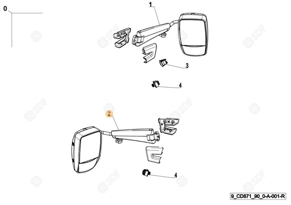 Pièces agricoles - Cabine et structure - LH ELECT.LED MIRROR