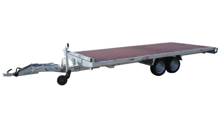 Materiels - Remorque voiture - PLATEAU ROUES DESSOUS 506x215 freiné 2 essieux timon réglable optima PTAC : 3500 kg