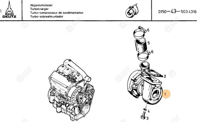 Pièces agricoles - Pieces moteur - TURBO COMPR ECHAPP Deutz-Fahr origine