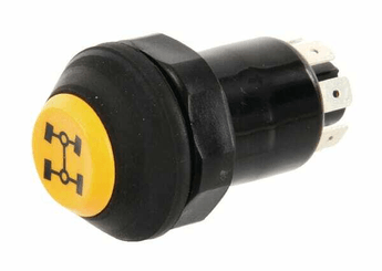 Pièces agricoles - Electricité - Interrupteur poussoir, transmission à 4 roues motrices, rond, jaune