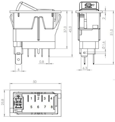 Pièces agricoles - Eclairage - Interrupteur à bascule, (I)-0-(II), maman sur maman, 12 V, 4 broches, augmentation/diminution automatique de la vitesse de rota