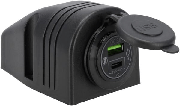 Pièces agricoles - Eclairage - Prise USB-C + USB-A 12/24V montage en saillie