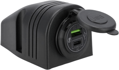 Pièces agricoles - Eclairage - Prise USB-C + USB-A 12/24V montage en saillie