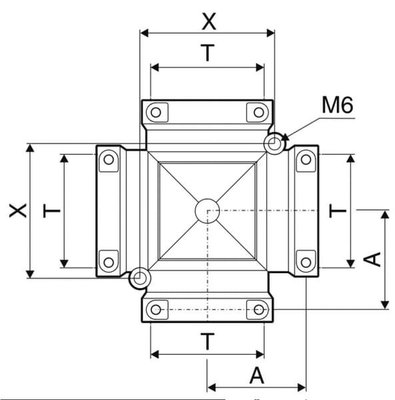 Pièces agricoles - Pièce Pulvérisateur - Raccord 4 voies T6 4