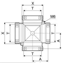 Pièces agricoles - Pièce Pulvérisateur - Raccord 4 voies T6 4