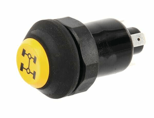 Pièces agricoles - Electricité - Interrupteur poussoir, transmission à 4 roues motrices, rond, jaune