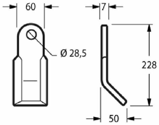 Pièces agricoles - Aménagements paysagers - Fléau y 60x7x230 d28.5 p/ Cabe