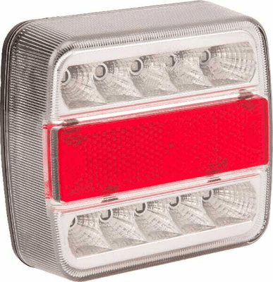 Pièces agricoles - Eclairage - Feu arrière LED, 1W, carré, 12V, 106x100x98mm, 5 fiches, 18 LED's, gopart