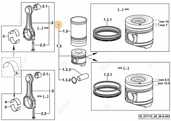 Pièces agricoles - Pieces moteur - GROUPE DU PISTON CYL