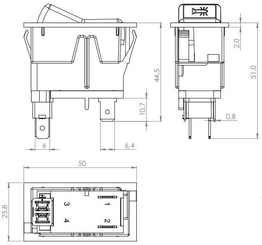 Pièces agricoles - Eclairage - Interrupteur à bascule, I-0, off-on, 12V, 2 broches, gyrophare