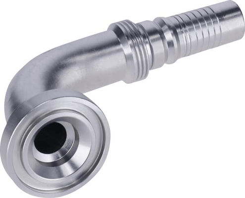 Pièces agricoles - Hydraulique - Raccord à sertir 4SH-DN20 avec flasque ø44,5 mm 90°