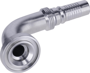 Pièces agricoles - Hydraulique - Raccord à sertir 4SH-DN20 avec flasque ø44,5 mm 90°
