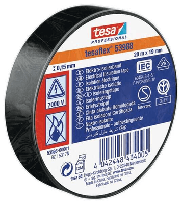 Chimie - Chimie divers - Ruban isolant, noir, 20m x 19mm TesaFLEX®