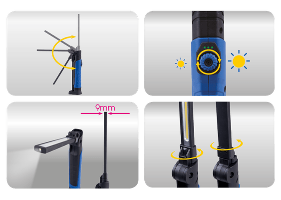 Outils - Outils divers - Lampe d'inspection aluminium slim pliable et rechargeable COB+SMD LED
