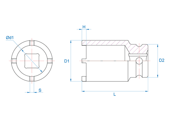 Outils - Outils divers - Douille 3/4" à chocs pour écrous à encoches KM12 80mm erg. extérieurs