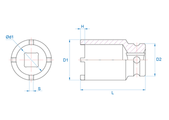 Outils - Outils divers - Douille 3/4" à chocs pour écrous à encoches KM12 80mm erg. extérieurs