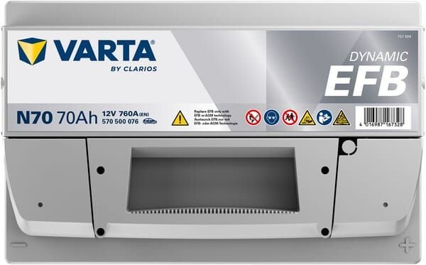 Pièces agricoles - Eclairage - Battery 12V 70Ah 760A N70 VARTA Dynamic EFB
