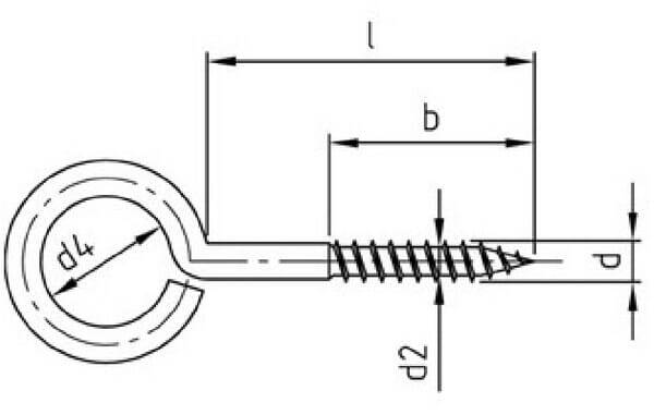Pièces agricoles - Fasteners - Vis à œil 5,3x30mm tête ronde, acier inoxydable A2