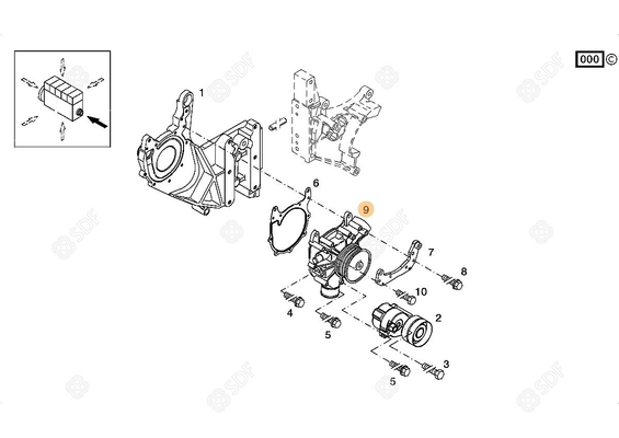 Pièces agricoles - Pieces moteur - POMPE A EAU Deutz-Fahr origine