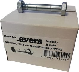 Pièces agricoles - Machines - Boulon de cisaillement avec écrou (25x) M10x63 10,9 TYPE 30