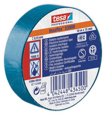 Chimie - Chimie divers - Ruban isolant, bleu, 10m x 15mm TesaFLEX®