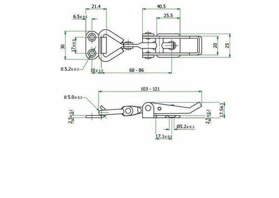 Pièces agricoles - Fasteners - Verr. crochet rég. 96-121 T2