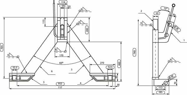 Pièces agricoles - Tracteur pièce adaptable - Triangle d'attelage côté tracteur