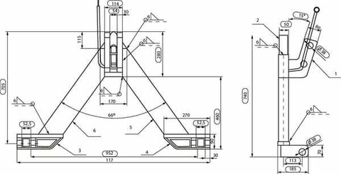 Pièces agricoles - Tracteur pièce adaptable - Triangle d'attelage côté tracteur