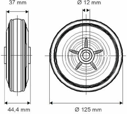 Pièces agricoles - Outils atelier - Roue 125 mm