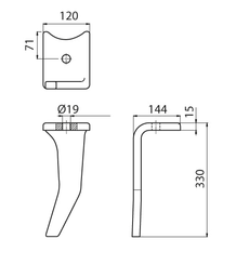 Pièces agricoles - Travail du sol - Dents de herse rotative G, entraxe long
