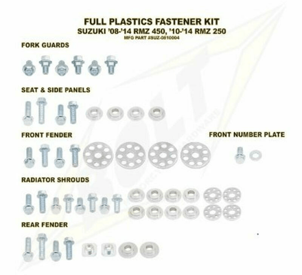 Pièces Quad & Motos - Equipement véhicule - Kit vis complet de plastiques Bolt Suzuki RM-Z450/250