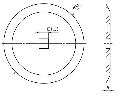 Pièces agricoles - Fenaison & élevage - Disque à tronçonner Ø95x5mm ; 11,5x11,5