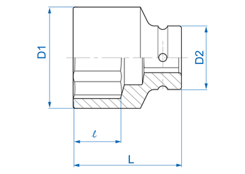 Outils - Outils divers - Douille impact 1-1/2" 6 pans D:130mm