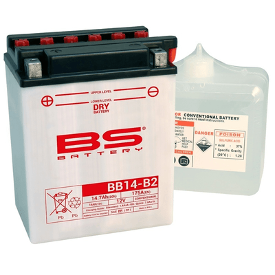 Pièces Quad & Motos - Electrique - Batterie BS BATTERY Haute-performance avec pack acide - BB14-B2