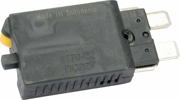 Pièces agricoles - Eclairage - Fusible réinitialisation manuelle thermique 28V 20A longueur 51,6mm jaune E.T.A
